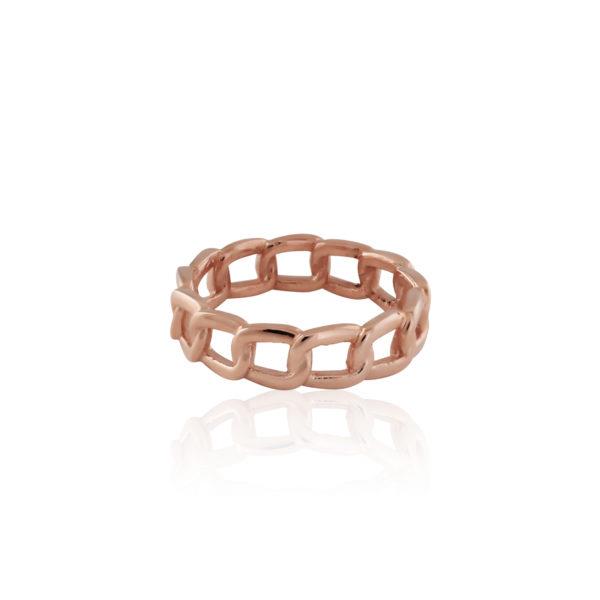 Von Treskow Luxe 9ct Rose Gold Rigid Chain Ring FLR01R