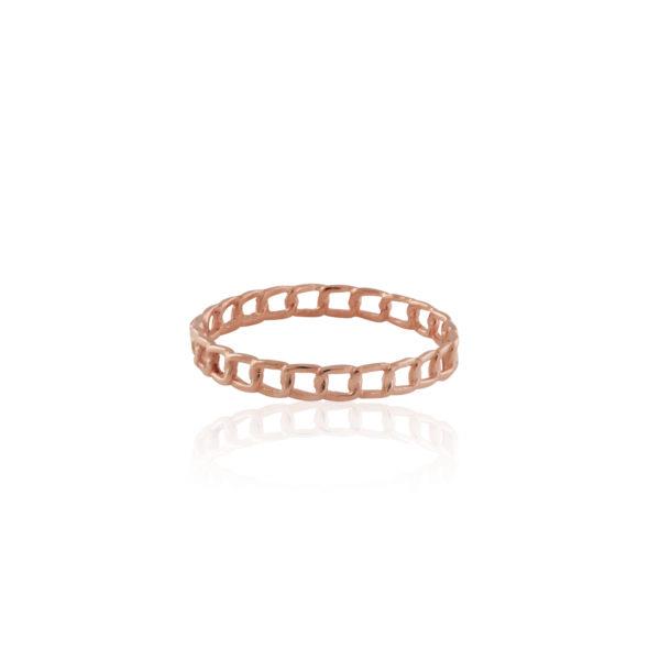 Von Treskow Luxe 9ct Rose Gold Fine Rigid Chain Ring 9CR008