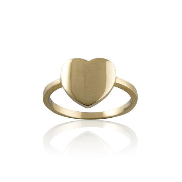 Von Treskow Luxe 'Golden Heart' 9ct Yellow Gold Signet Ring