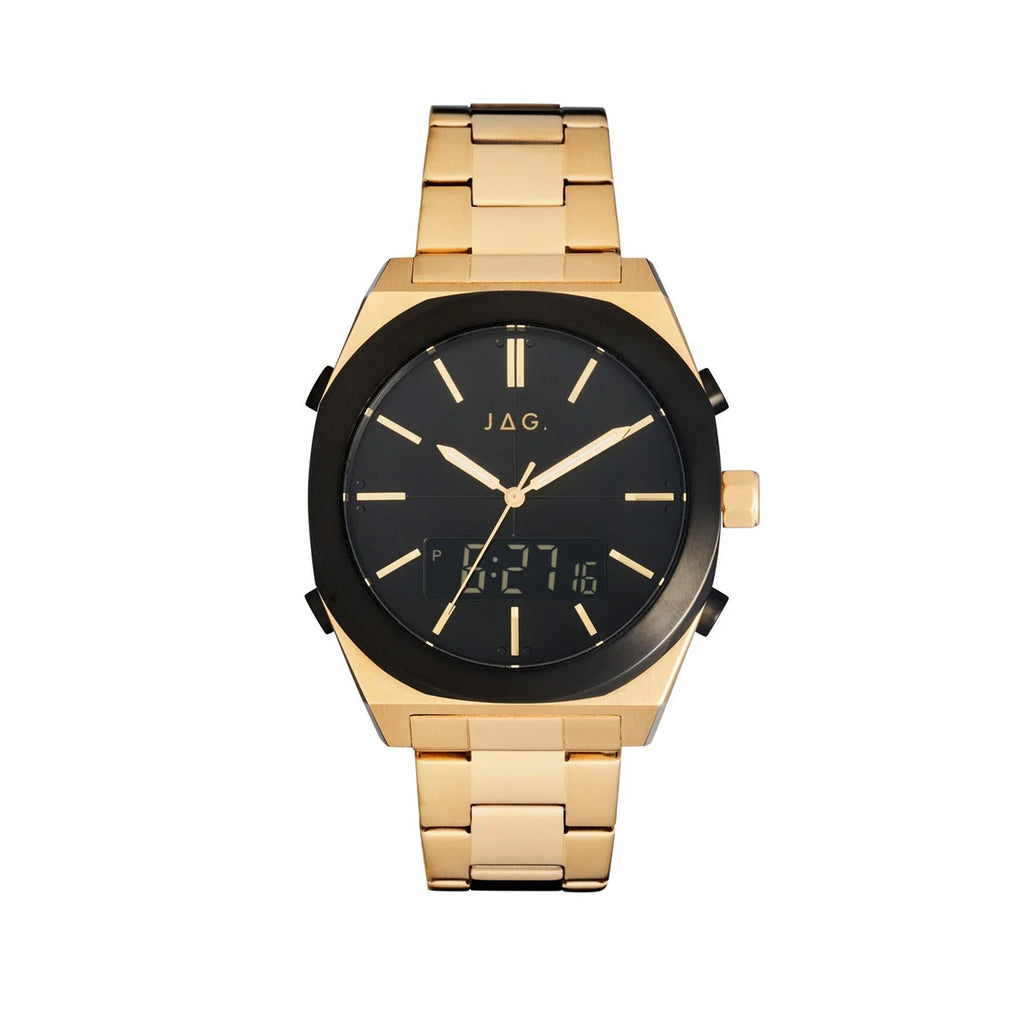 Jag Lincoln Gold-Tone Analogue & Digital Duo-Time Watch J263