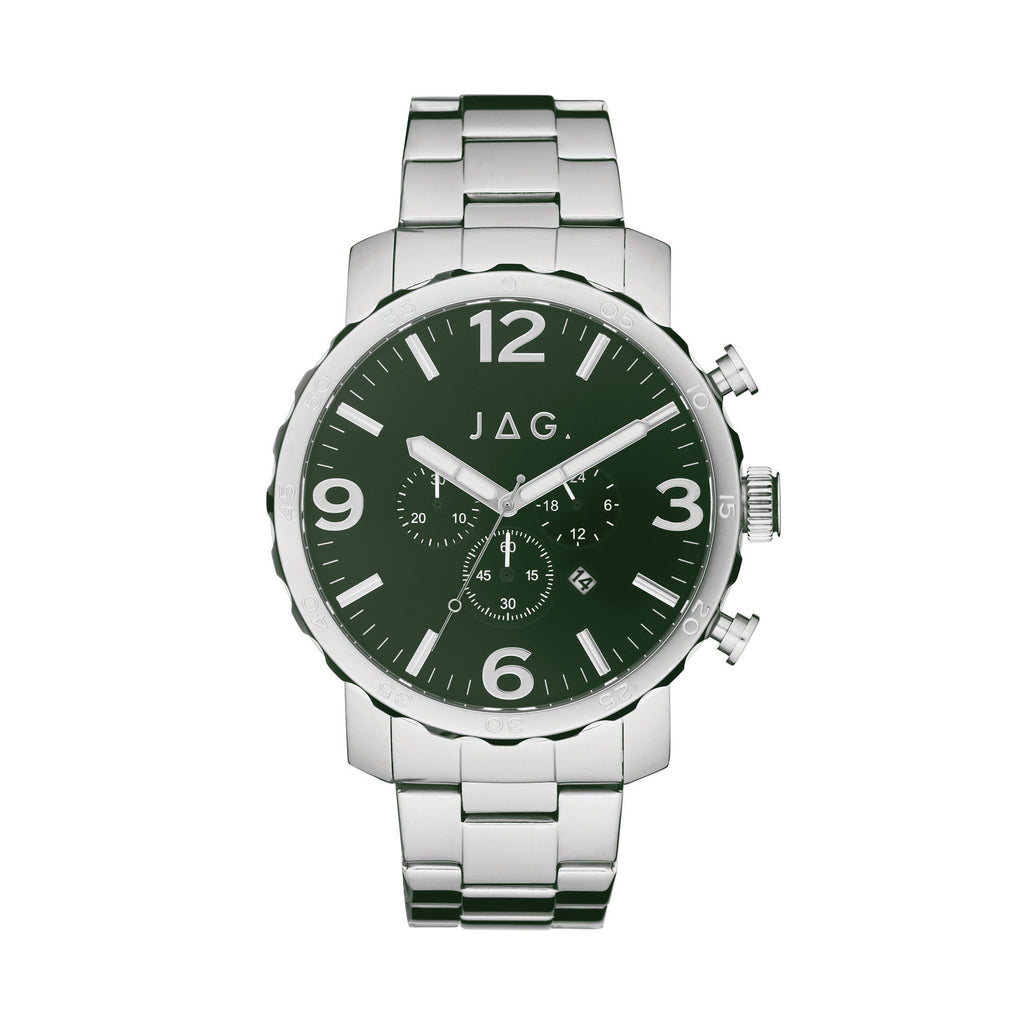Jag 'Flynn' Chronograph Stainless Steel Green Dial Watch J26