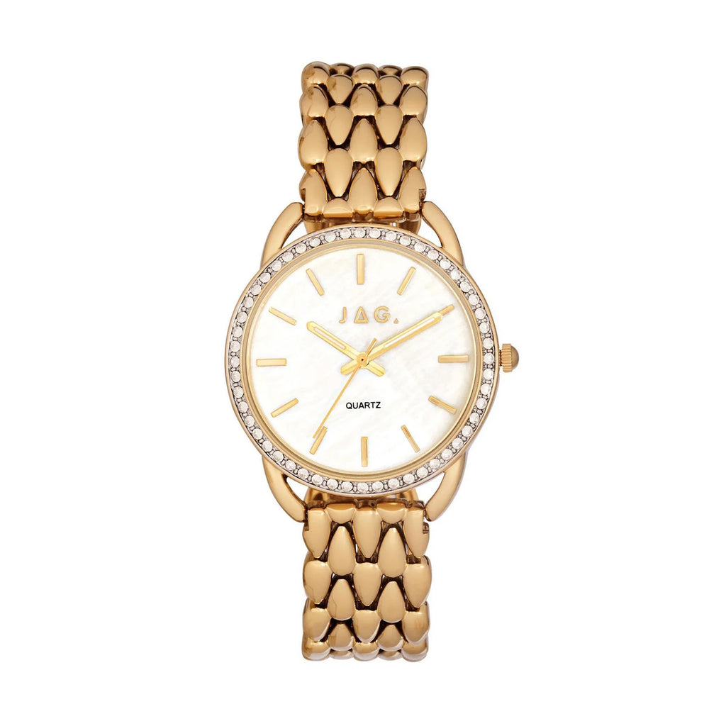 Jag Kimberley Gold-Tone Analogue White Dial Watch J2671A