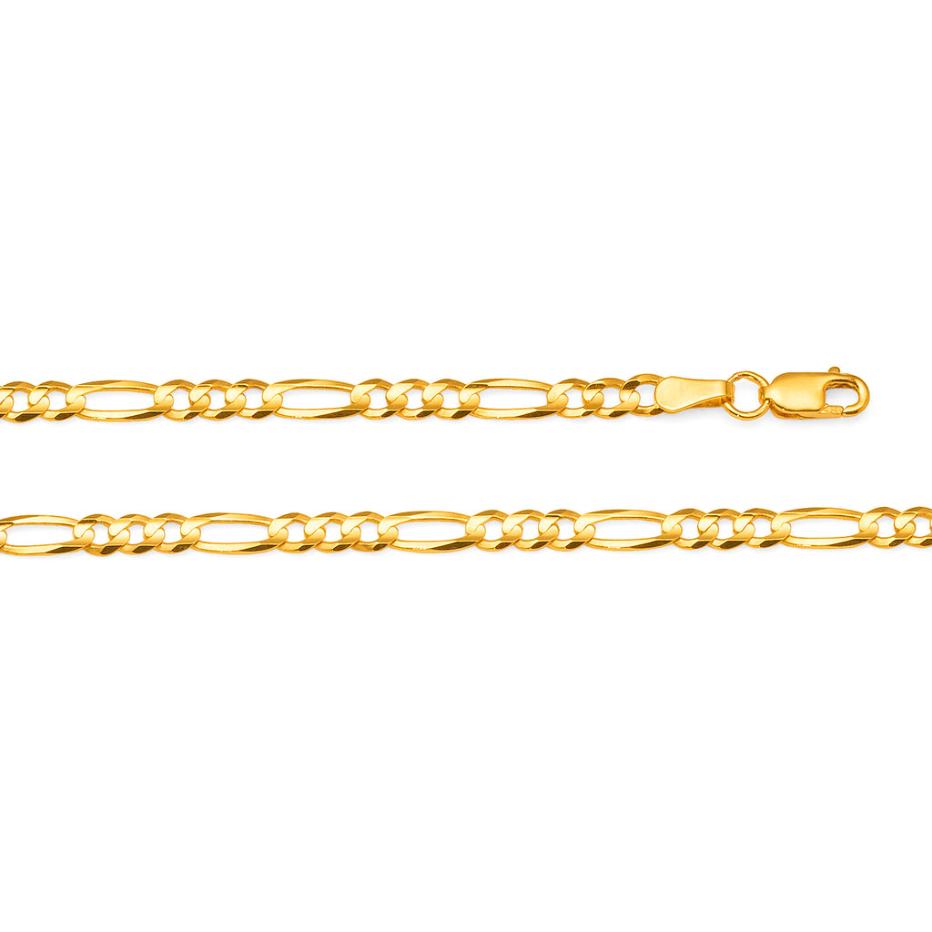 9ct Gold 19cm 3+1 Figaro-Link Bracelet
