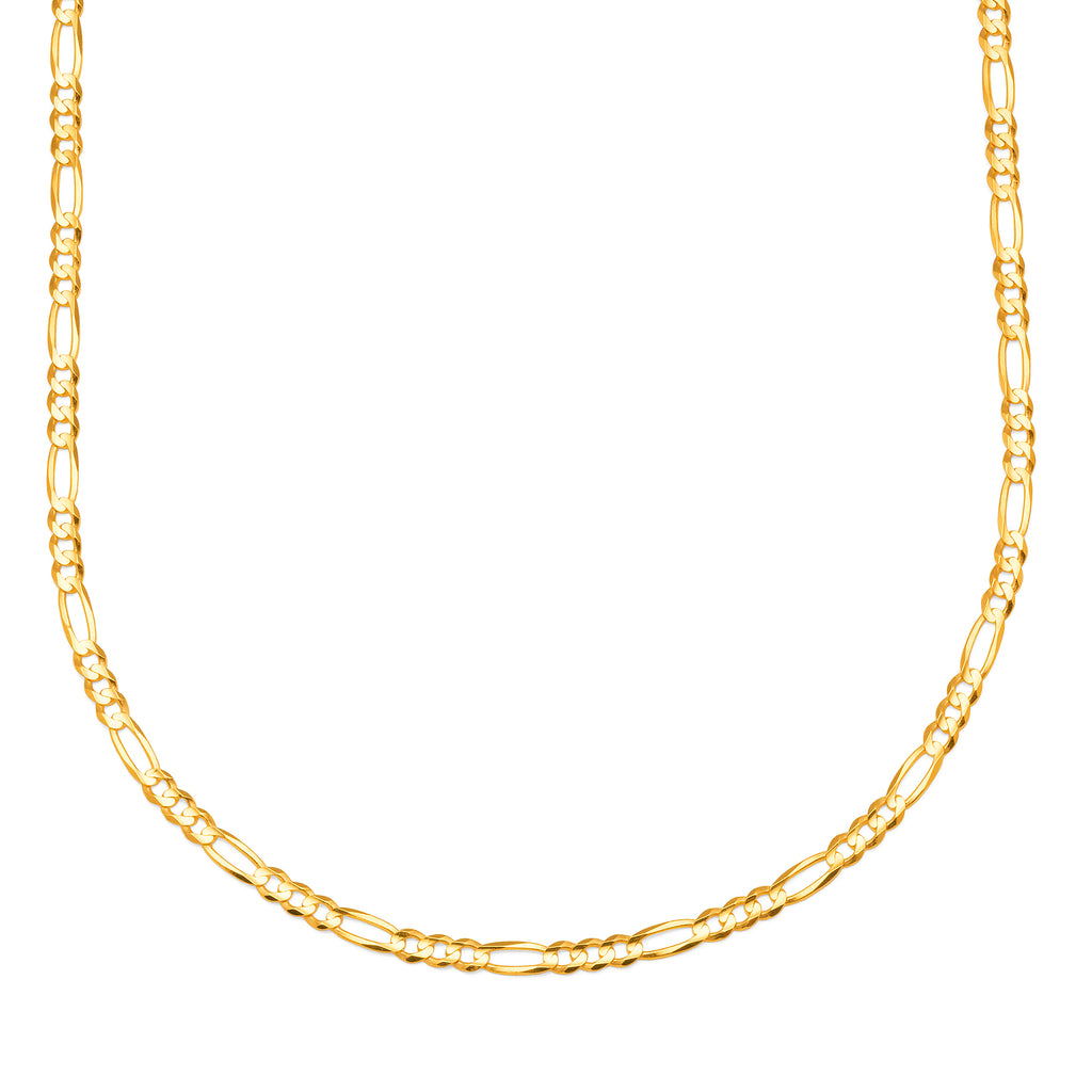 9ct Gold Diamond Cut 3+1 Figaro-Link Chain