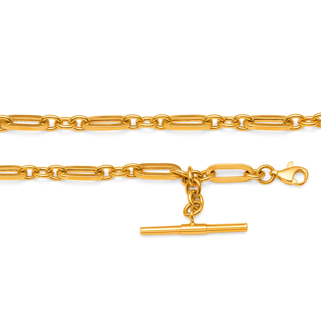 9ct Gold 19cm Paperclip-Link Fob Bar Bracelet