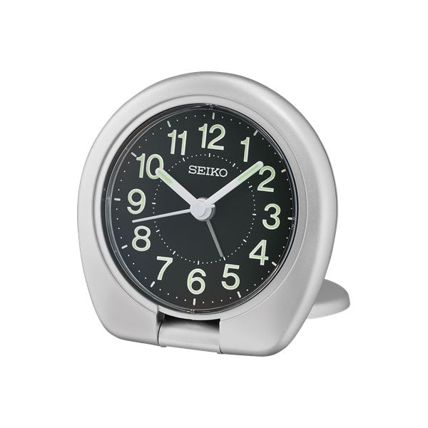 Seiko Silver Round Travel Alarm Clock QHT018-A