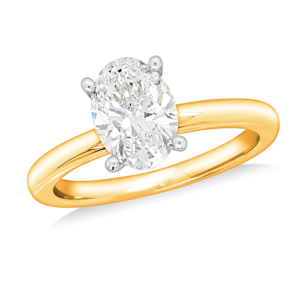 18ct Yellow Gold Lab-Created 1.52CT Oval Diamond Solitaire R