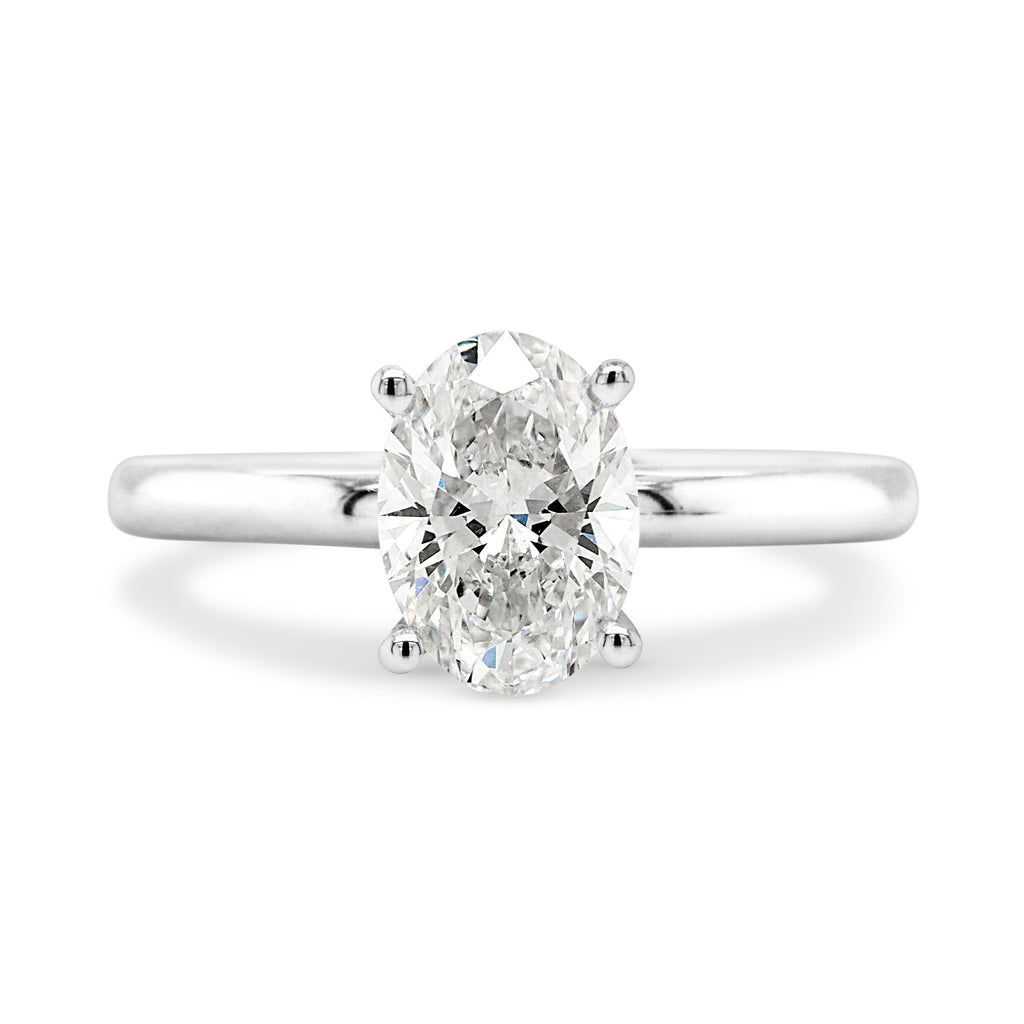 18ct White Gold Lab-Created 1.66CT Oval Diamond Solitaire Ri