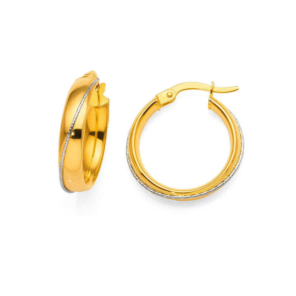 Gold Bonded 2-Tone Entwined 16mm Hoop Earrings