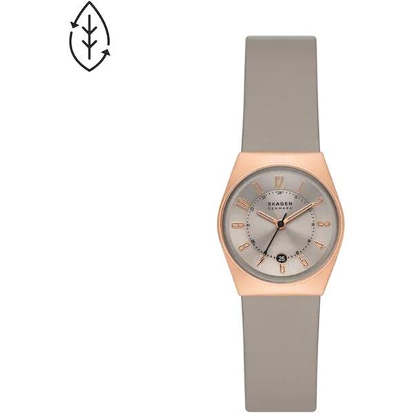 Skagen Grenen Lillie Grey Leather Strap Rose Tone Watch SKW3