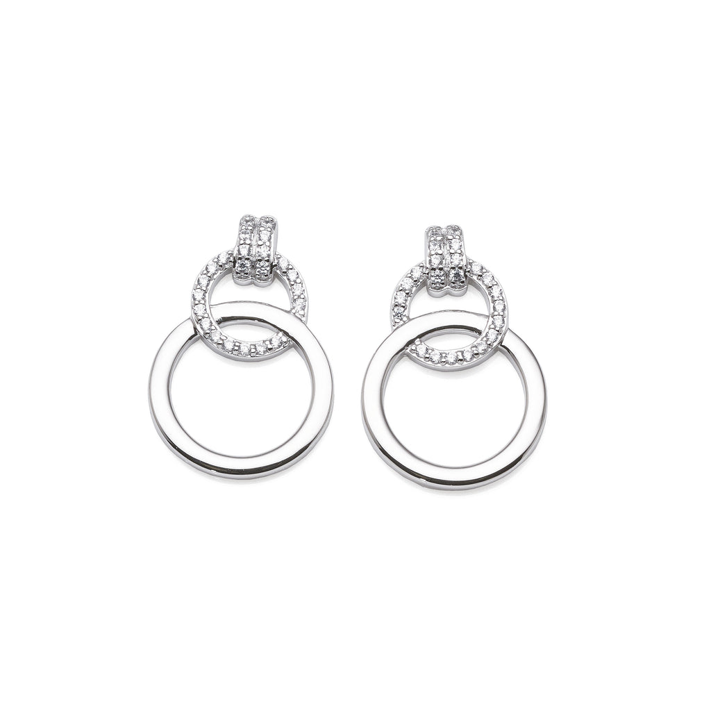 Sterling Silver Cubic Zirconia Interlocking Double Open Circ