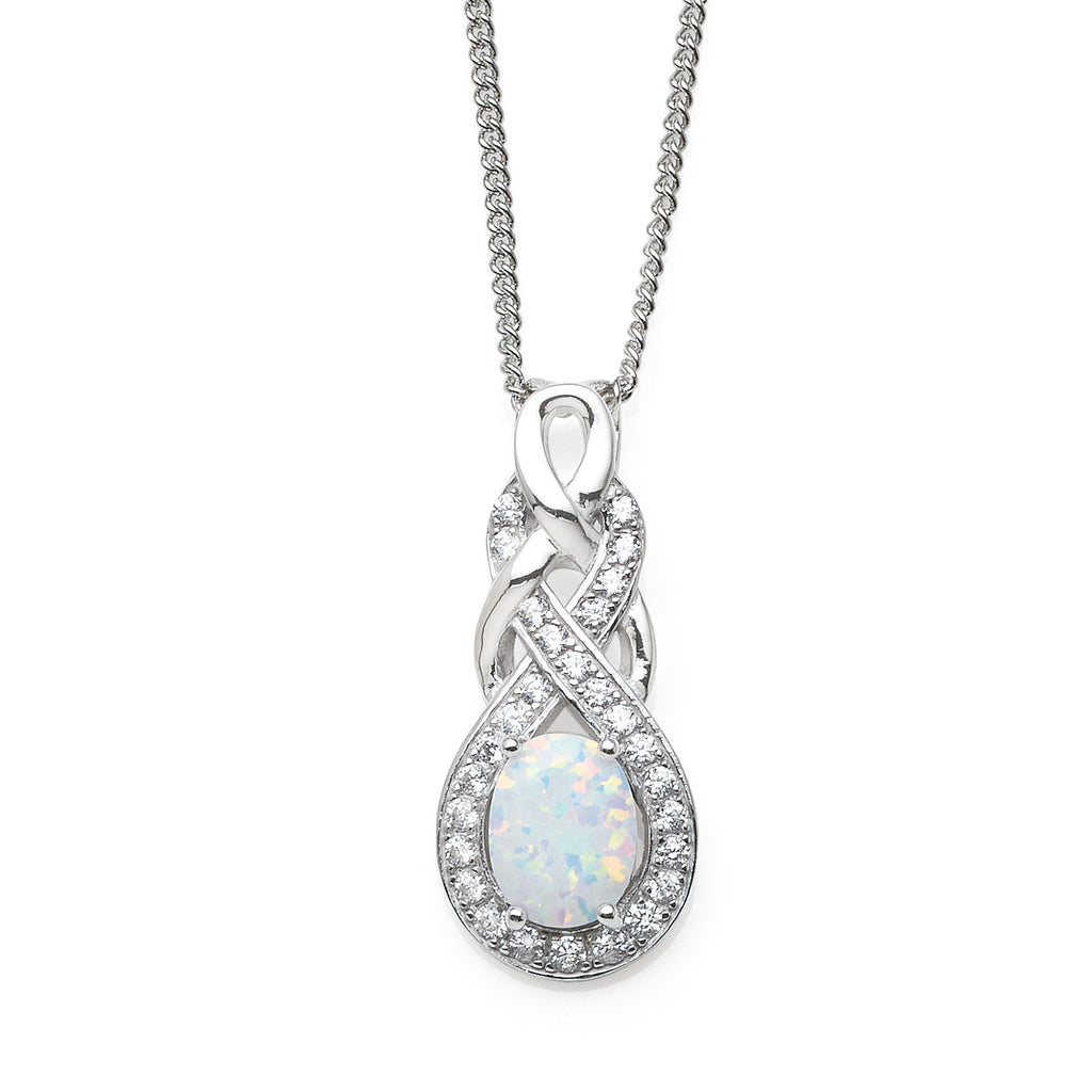 Sterling Silver Oval Opal Look Cubic Zirconia Figure-8 Penda