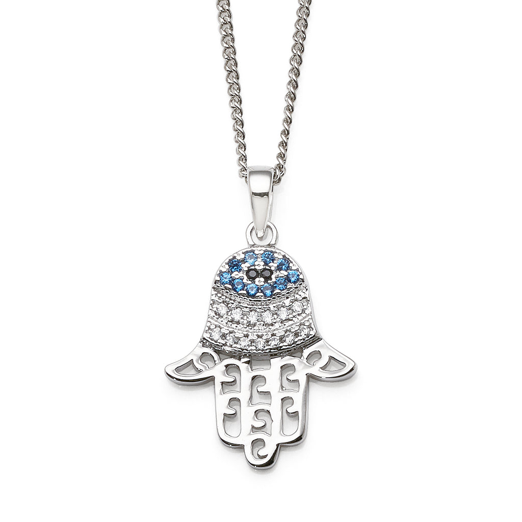 Sterling Silver 'Hand Of Fatima' Cubic Zirconia Pendant