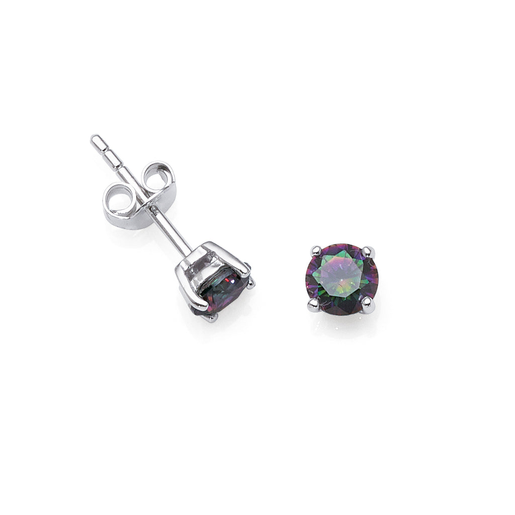 Sterling Silver 5mm Round Mystic Cubic Zirconia Stud Earring