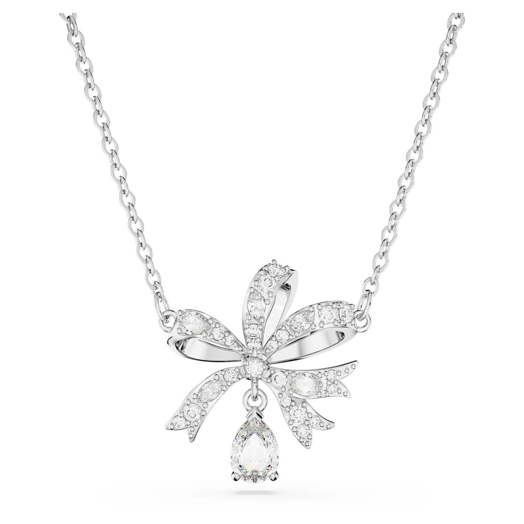 Swarovski Volta Rhodium Plated White Crystal Bow Necklet 564