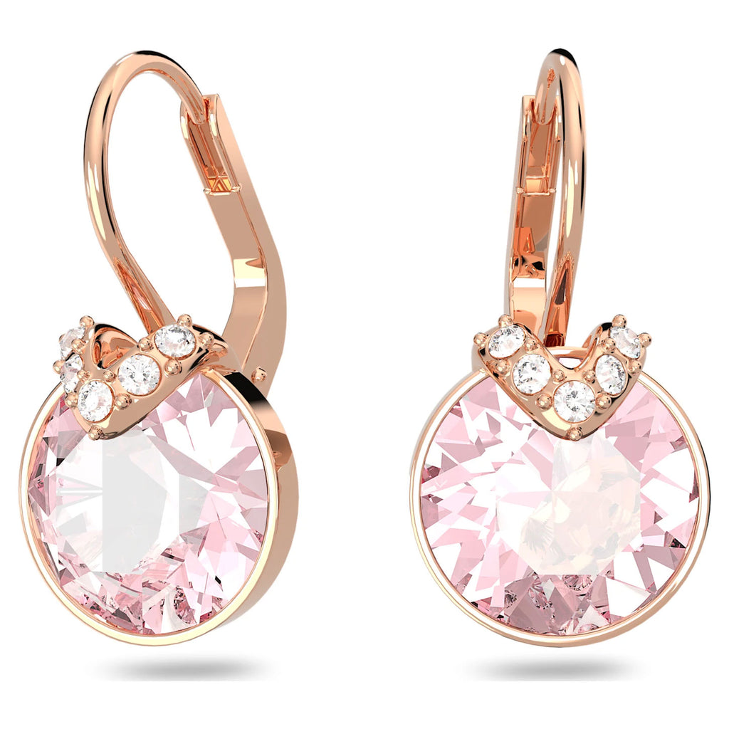 Swarovski 'Bella' Pink Crystal Rose Tone V Drop Earrings 566