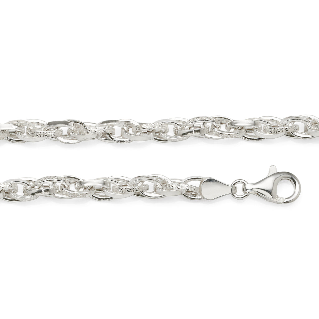 Sterling Silver Hollow Interlocking Patterned Link Bracelet