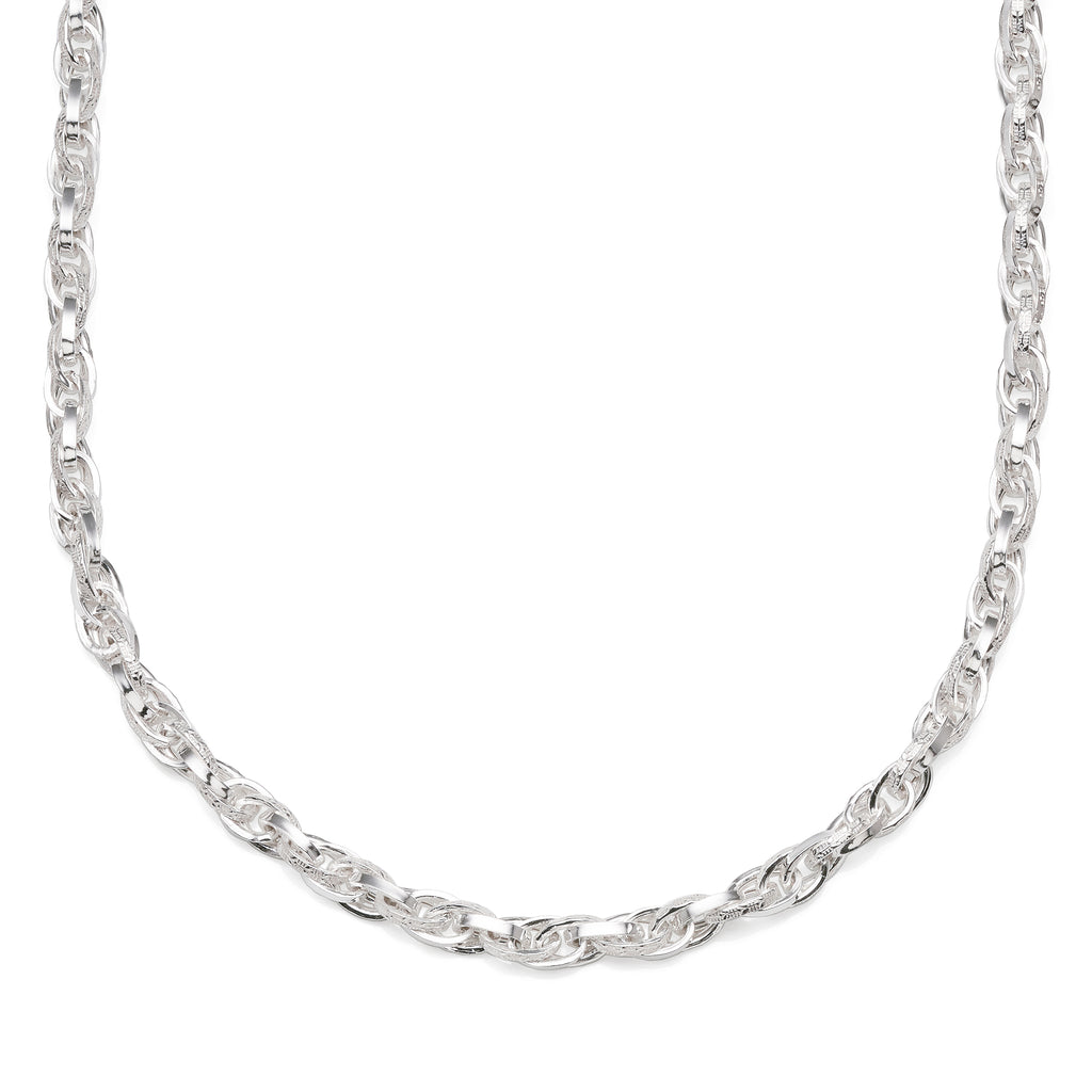 Sterling Silver Hollow Interlocking Patterned Link Chain
