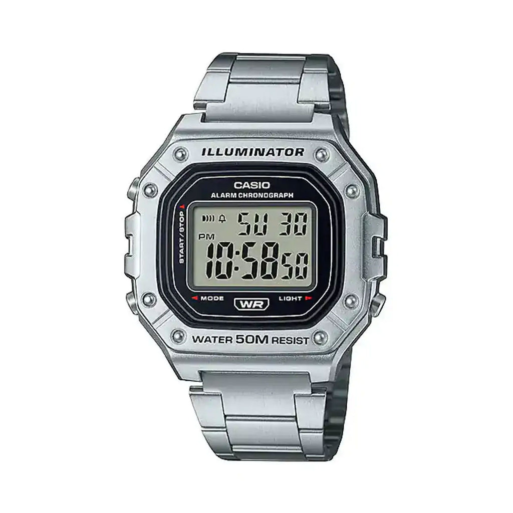 Casio Vintage Style Silver Digital Watch W218HD-1A