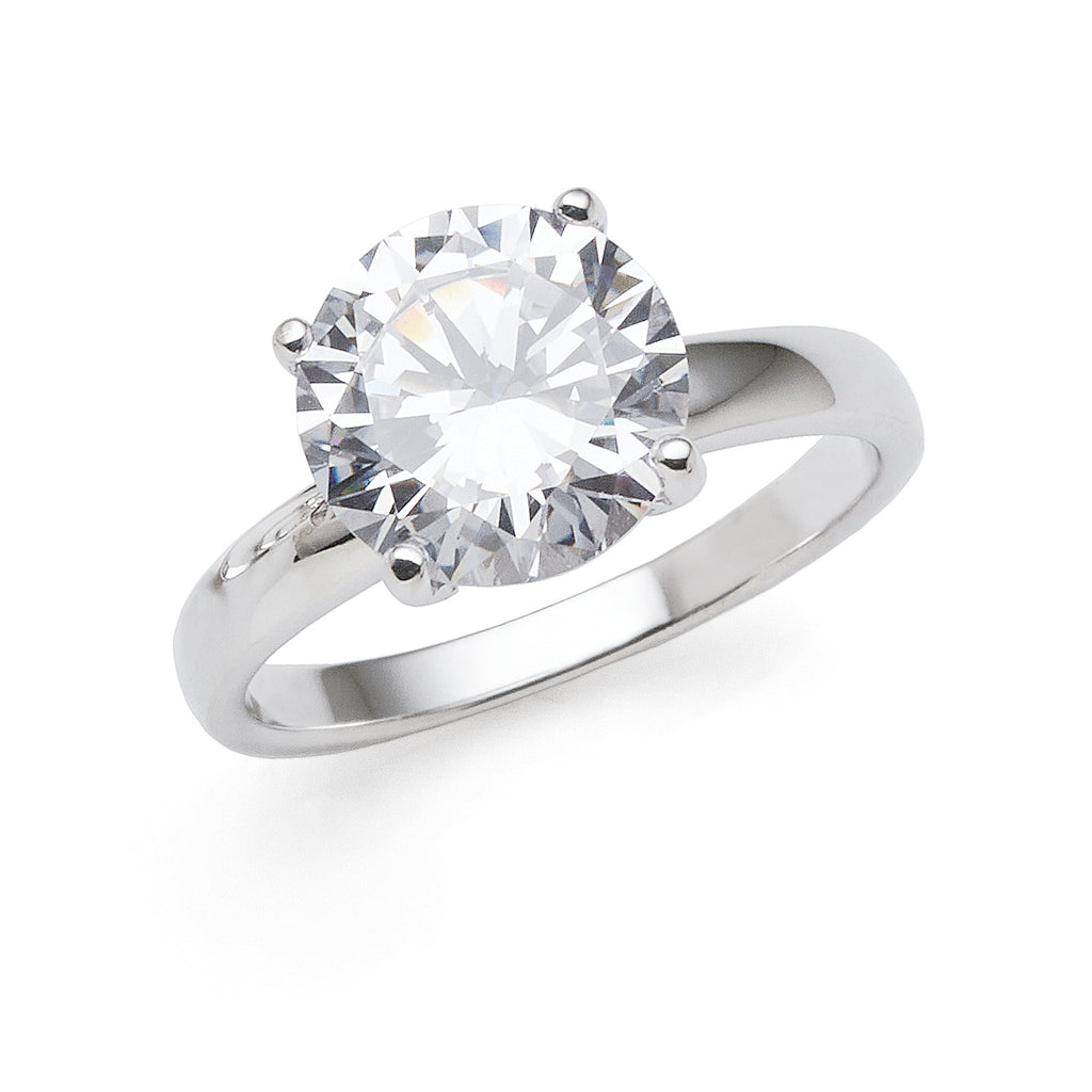 Sterling Silver 10mm Round Cubic Zirconia Ring