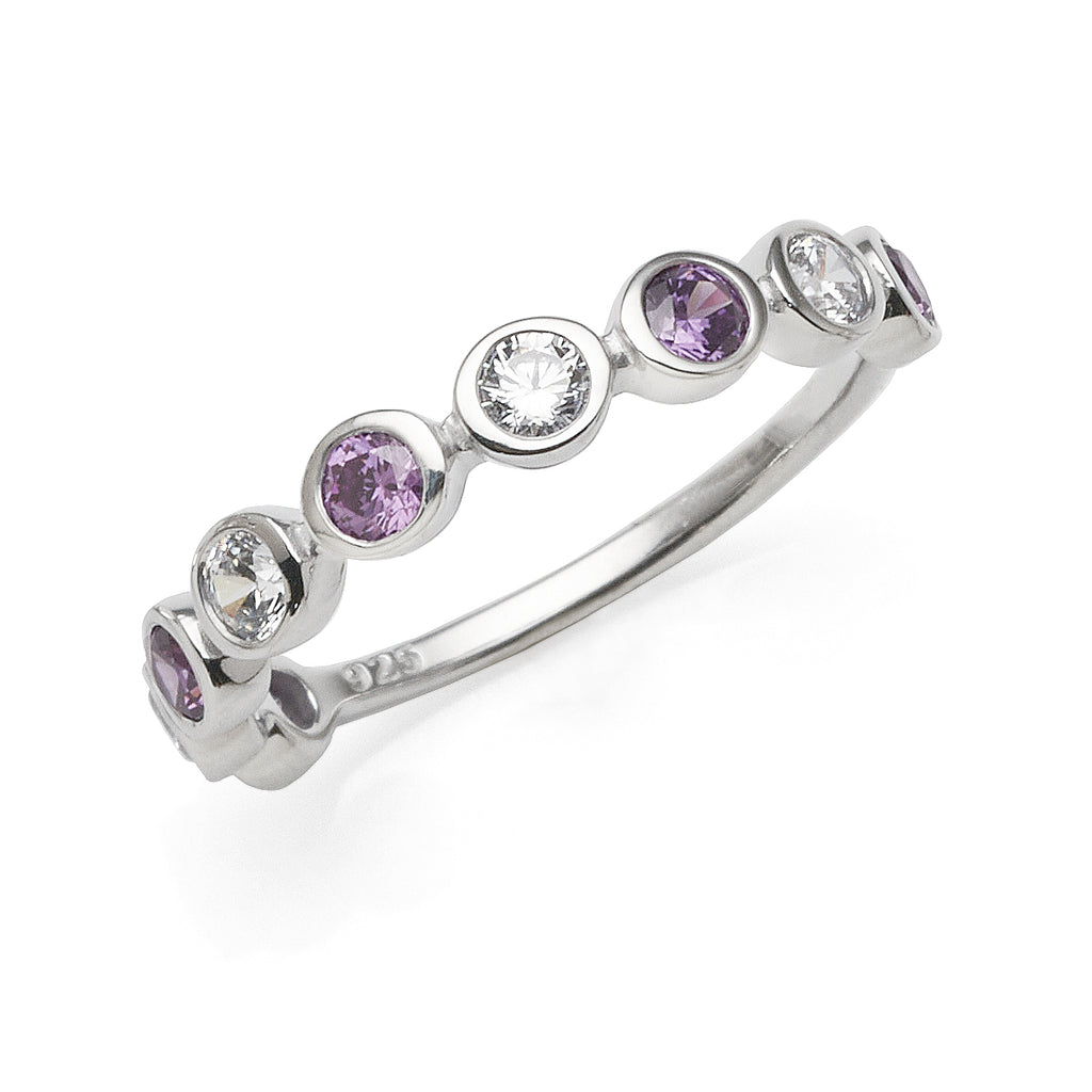 Sterling Silver Alternating 3mm Purple & White Cubic Zirconi