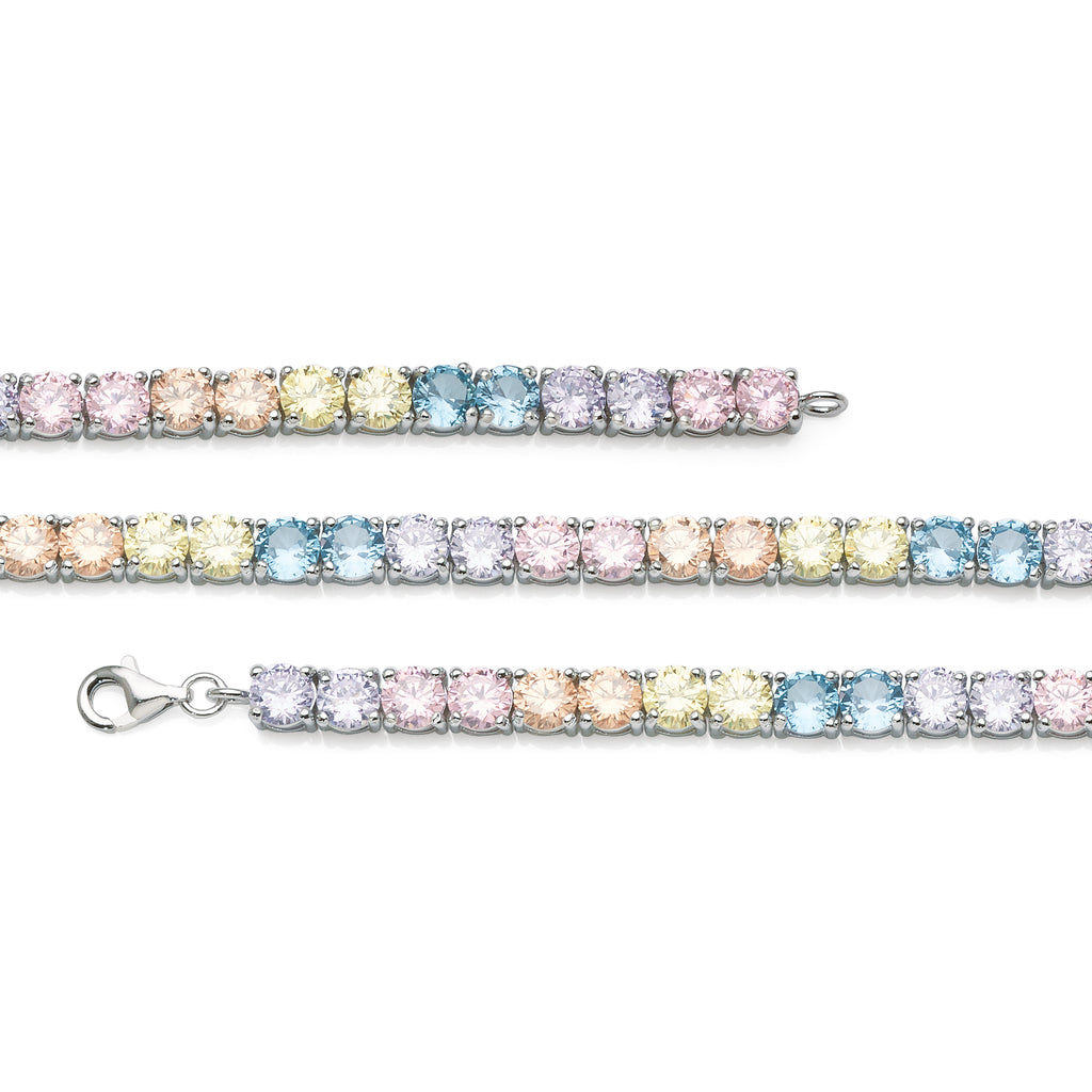 Sterling Silver 19cm Multi Colour Cubic Zirconia Tennis Brac