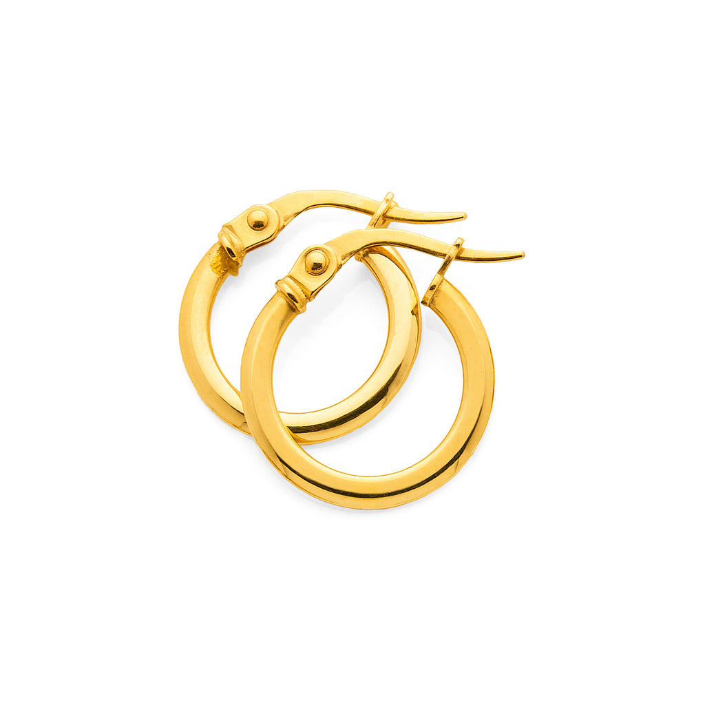 9ct Yellow Gold 10mm Hoop Earrings