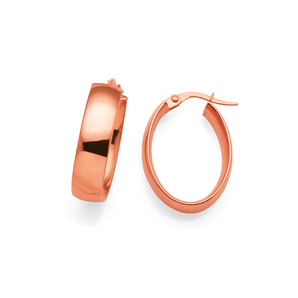 9ct Rose Gold 18mm Oval Hoops