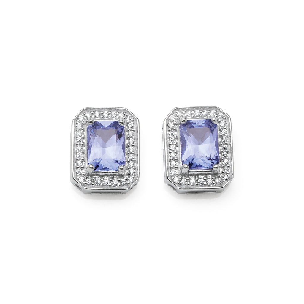 Sterling Silver Tanzanite Coloured Nano Crystal & Cubic Zirc