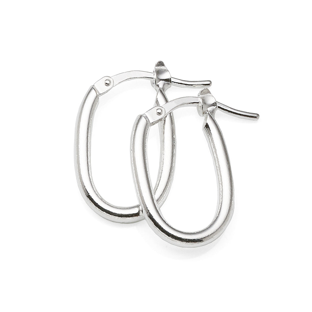 Sterling Silver 14mm Oval Hoop Earrings