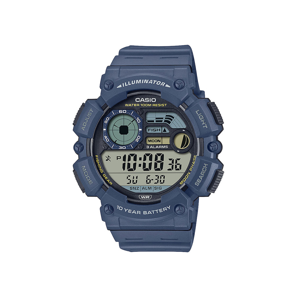 Casio Fish & Moon Phase Digital Blue Resin Watch WS1500H-2A