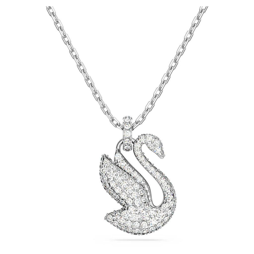 Swarovski Rhodium Plated White Crystal Iconic Swan Pendant 5