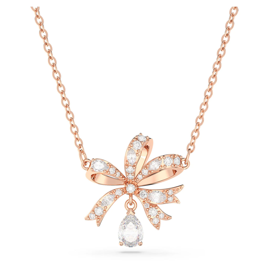 Swarovski Volta Rose Tone White Crystal Bow Necklet 5656741