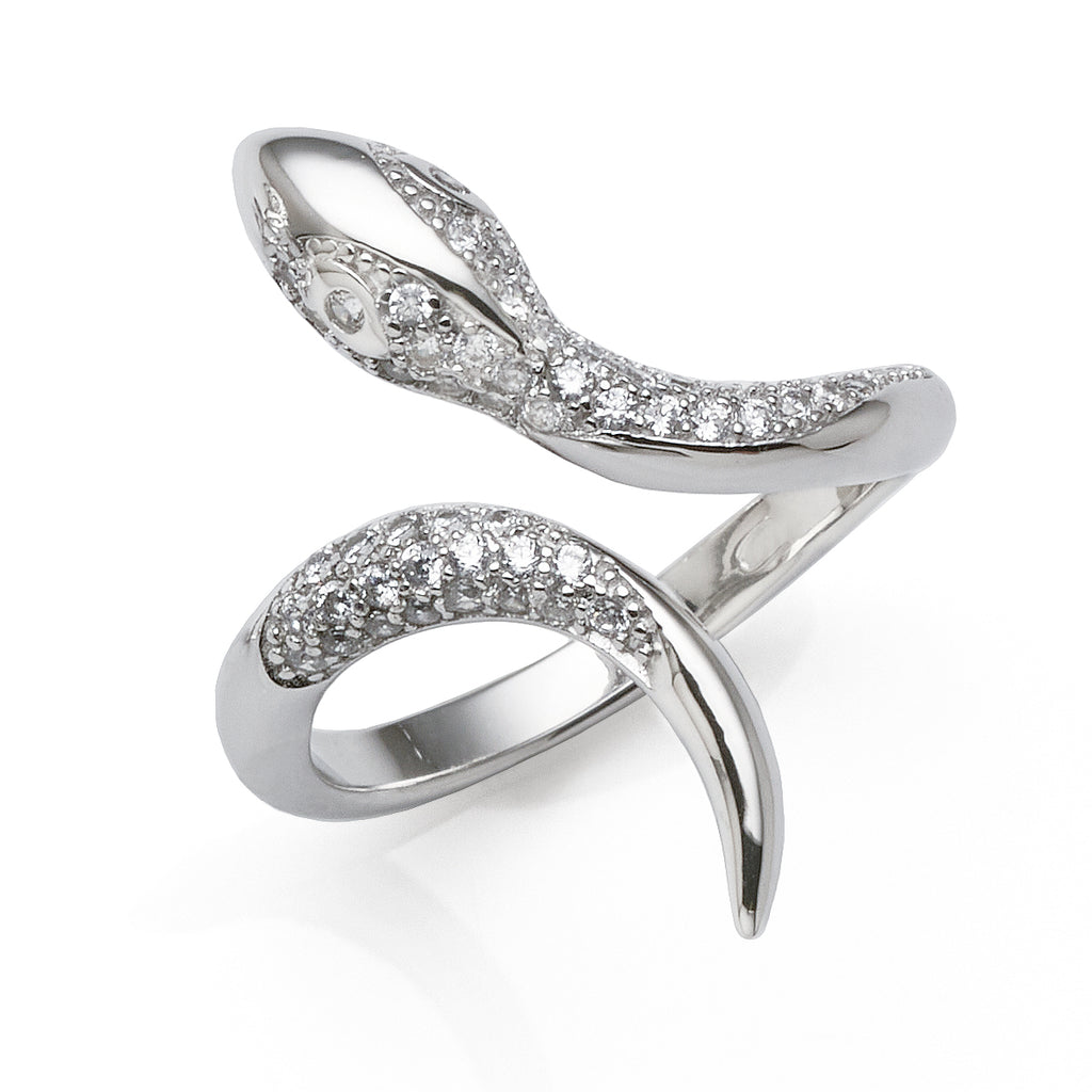 Sterling Silver Cubic Zirconia Snake Ring