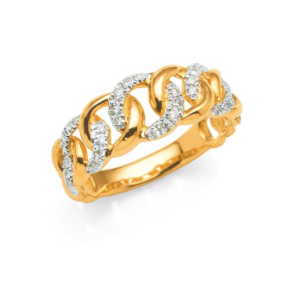 9ct Yellow Gold Diamond Open Interlocking Link Ring TDW: 0.3