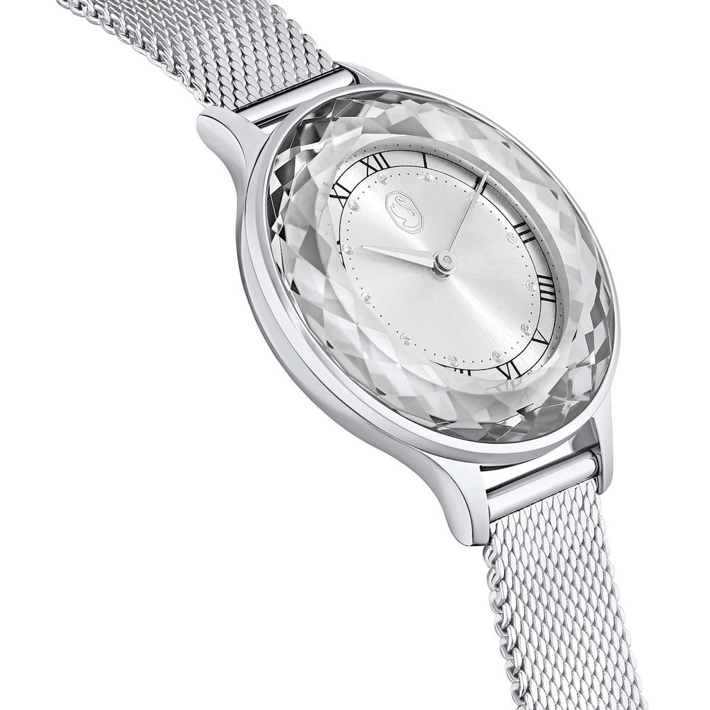 Swarovski 'Octea Nova' Silver Tone Crystal Mesh Strap Watch