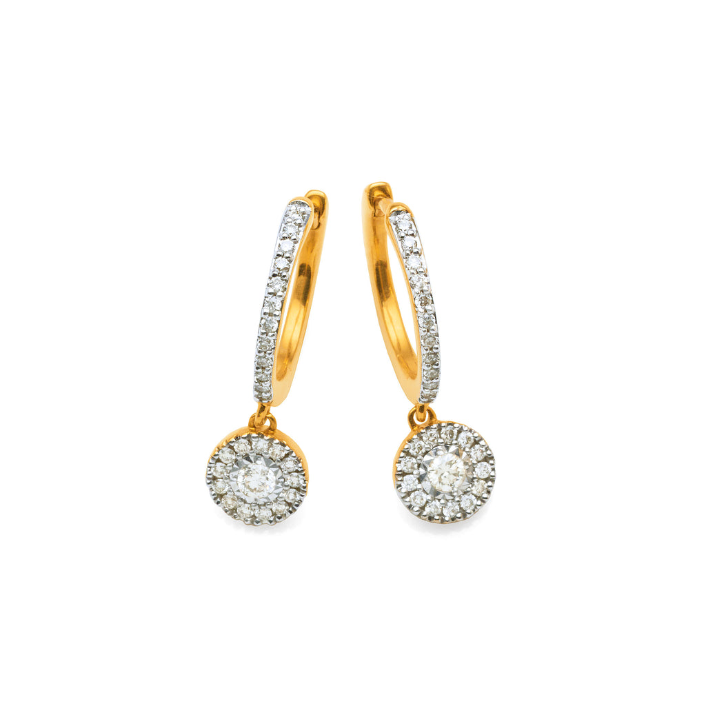 9ct Yellow Gold Pave Set Diamond Huggie Earrings