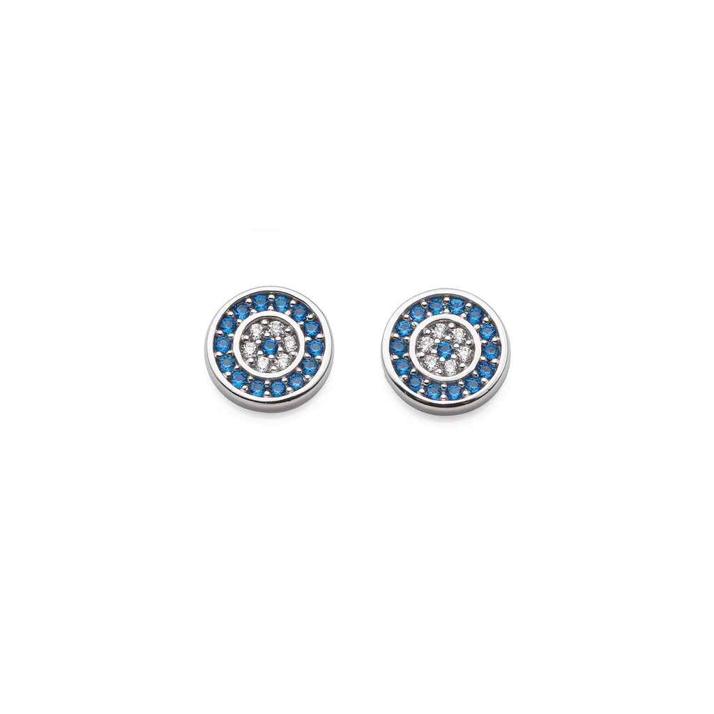 Sterling Silver Cubic Zirconia & Crystal Eye Stud Earrings