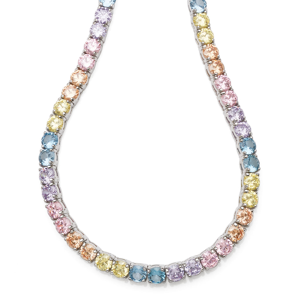 Sterling Silver 43cm Multi Colour Cubic Zirconia Necklet