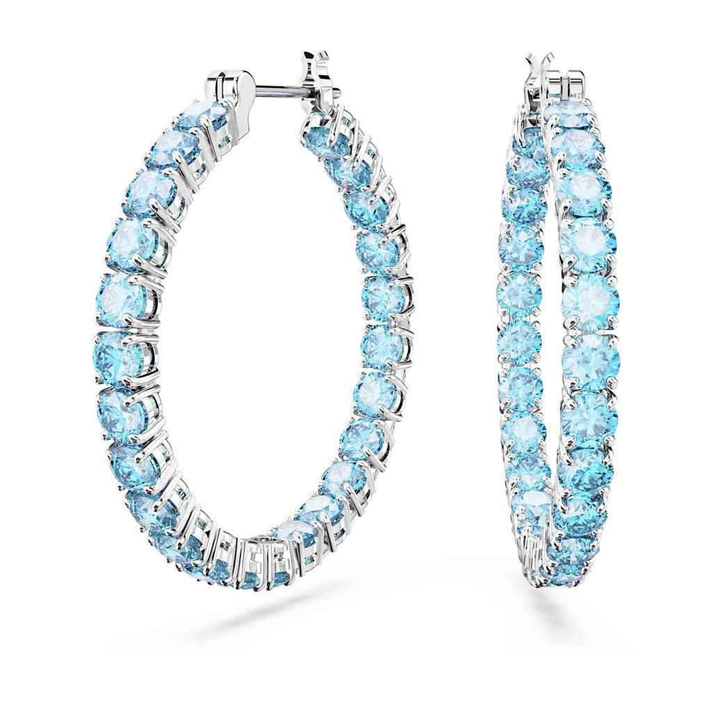 Swarovski Matrix Blue Crystal Hoop Earrings 5647446