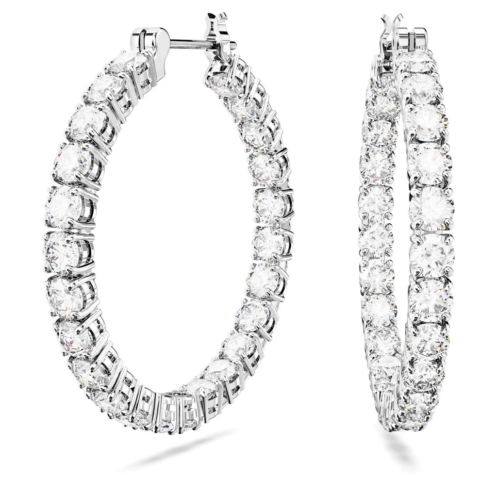 Swarovski Matrix White Crystal Hoop Earrings 5647715