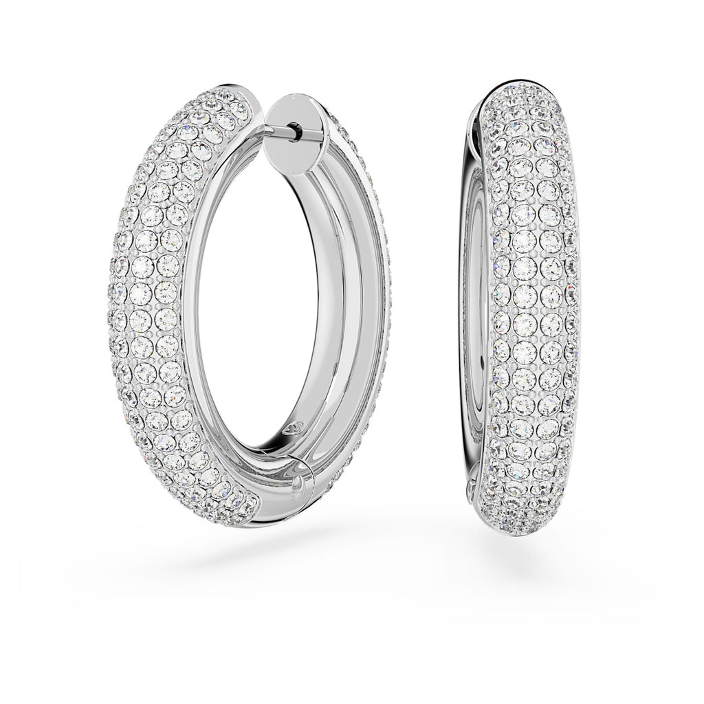 Swarovski Dextera Rhodium Plated White Crystal Hoops 5651392