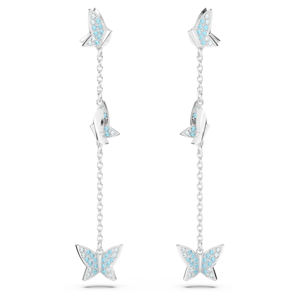 Swarovski 'Lilia' Blue Butterfly Crystal Drop Stud Earrings