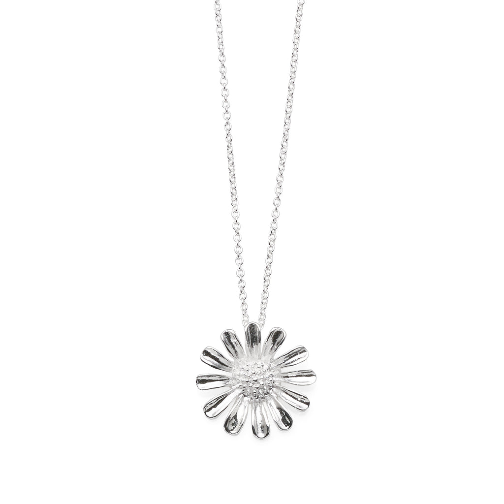 Sterling Silver Daisy Flower Slider Pendant on 40cm Cable Ch