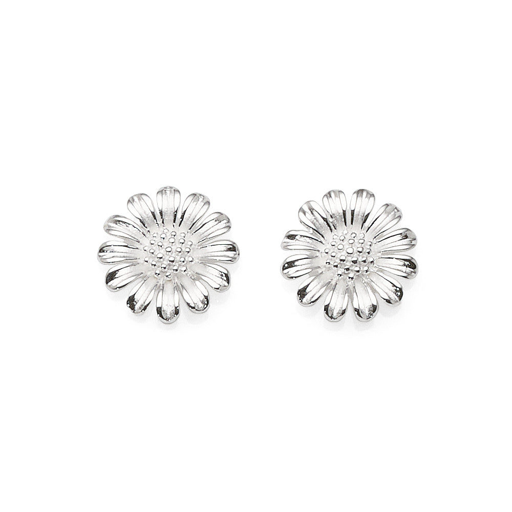 Sterling Silver Daisy Flower Stud Earrings