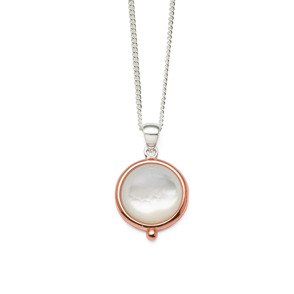 Sterling Silver Rose Tone Mother Of Pearl Pendant