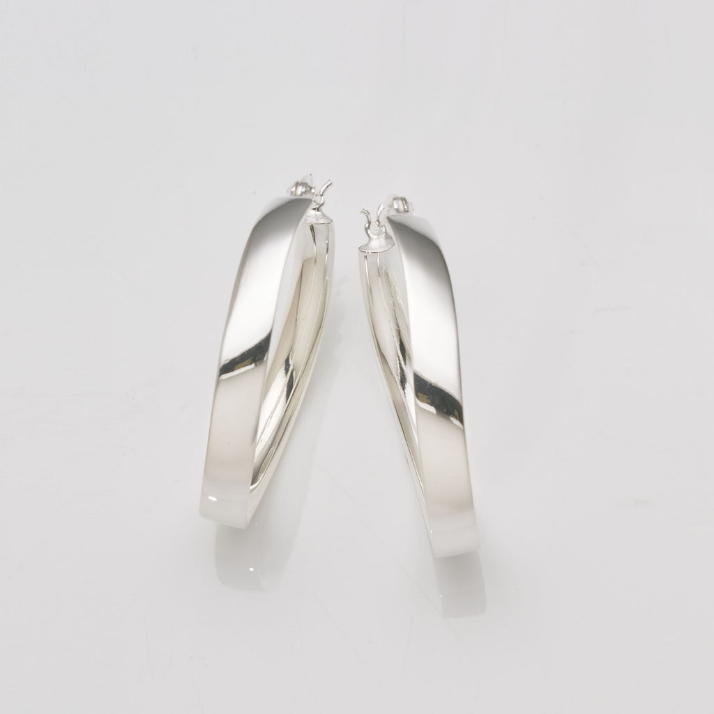 Sterling Silver Oval Twist 32mm Hoops