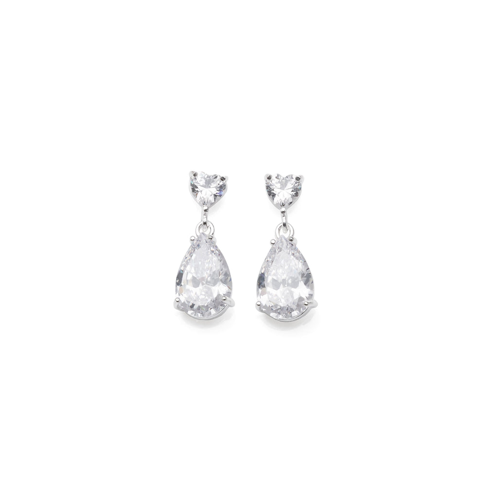 Sterling Silver Cubic Zirconia 12x7mm Pear-Shaped Drop Studs