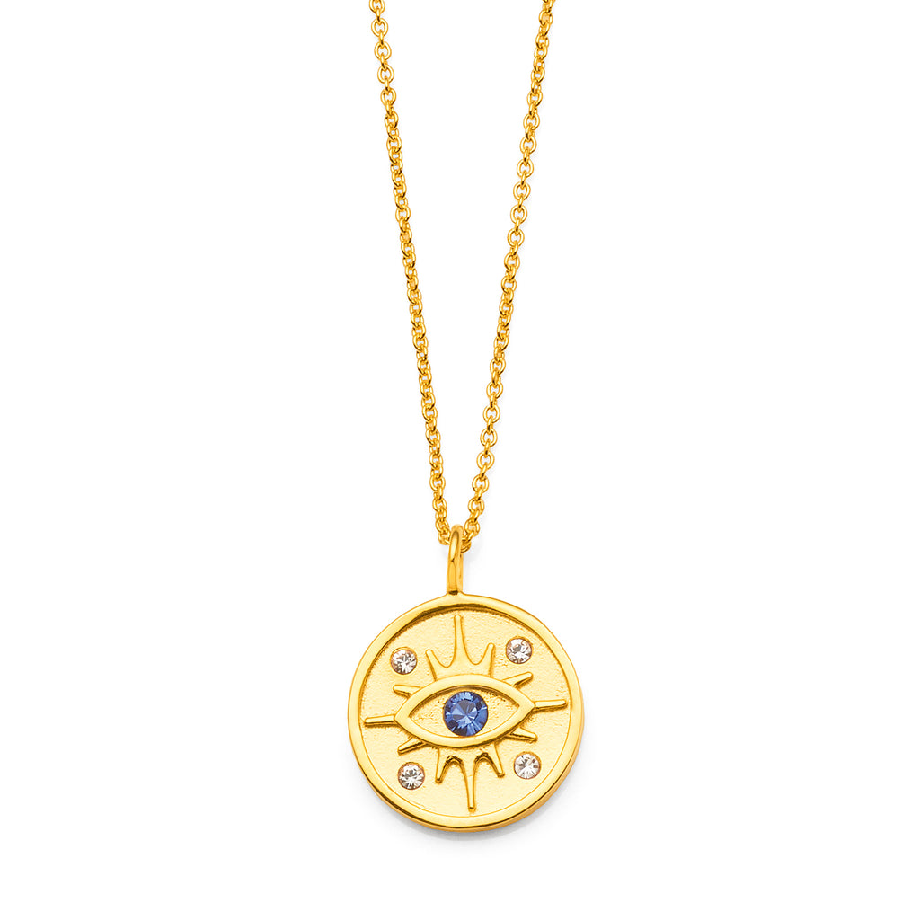 Gold Tone Sterling Silver Round Eye Pendant on 40+5cm Cable