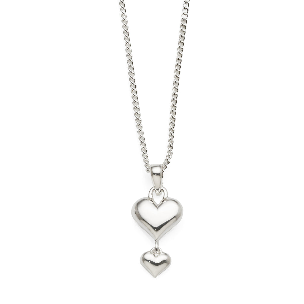 Sterling Silver Double Plain Vertical Heart Pendant